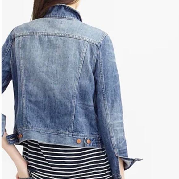 J CREW Classic Denim Jean Jacket Indigo Tyler Blue Wash Trucker Jacket sz XS - Picture 3 of 12